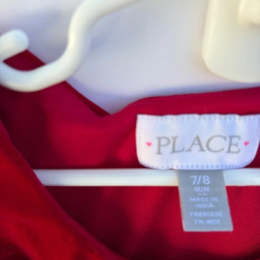 The Children's Place Girls Red Velvet Striped Holiday Dress Size M 7/8 Christmas